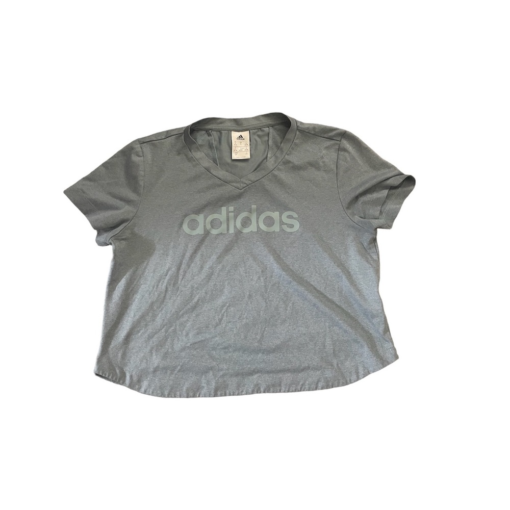 Adidas cropped blue workout shorts sleeve top